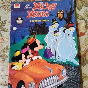 Vintage Disney Mickey Mouse Haunted House Whitman Coloring Book Unused RARE 1975
